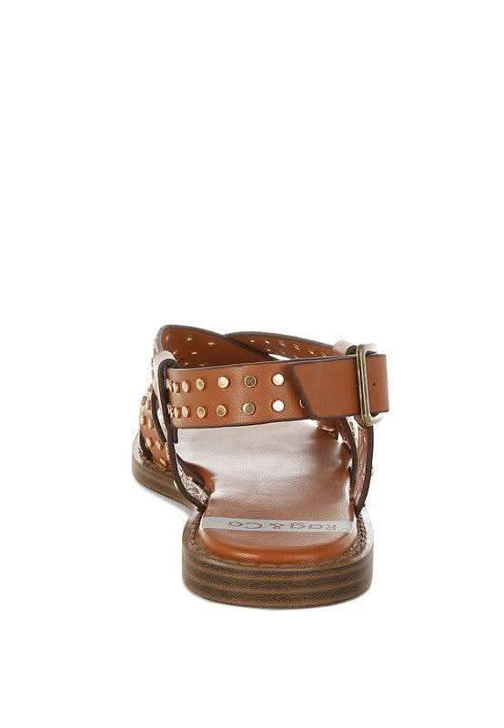 Anemone Studded Flat Gladiator Sandals - SwagglyLife Home & Fashion