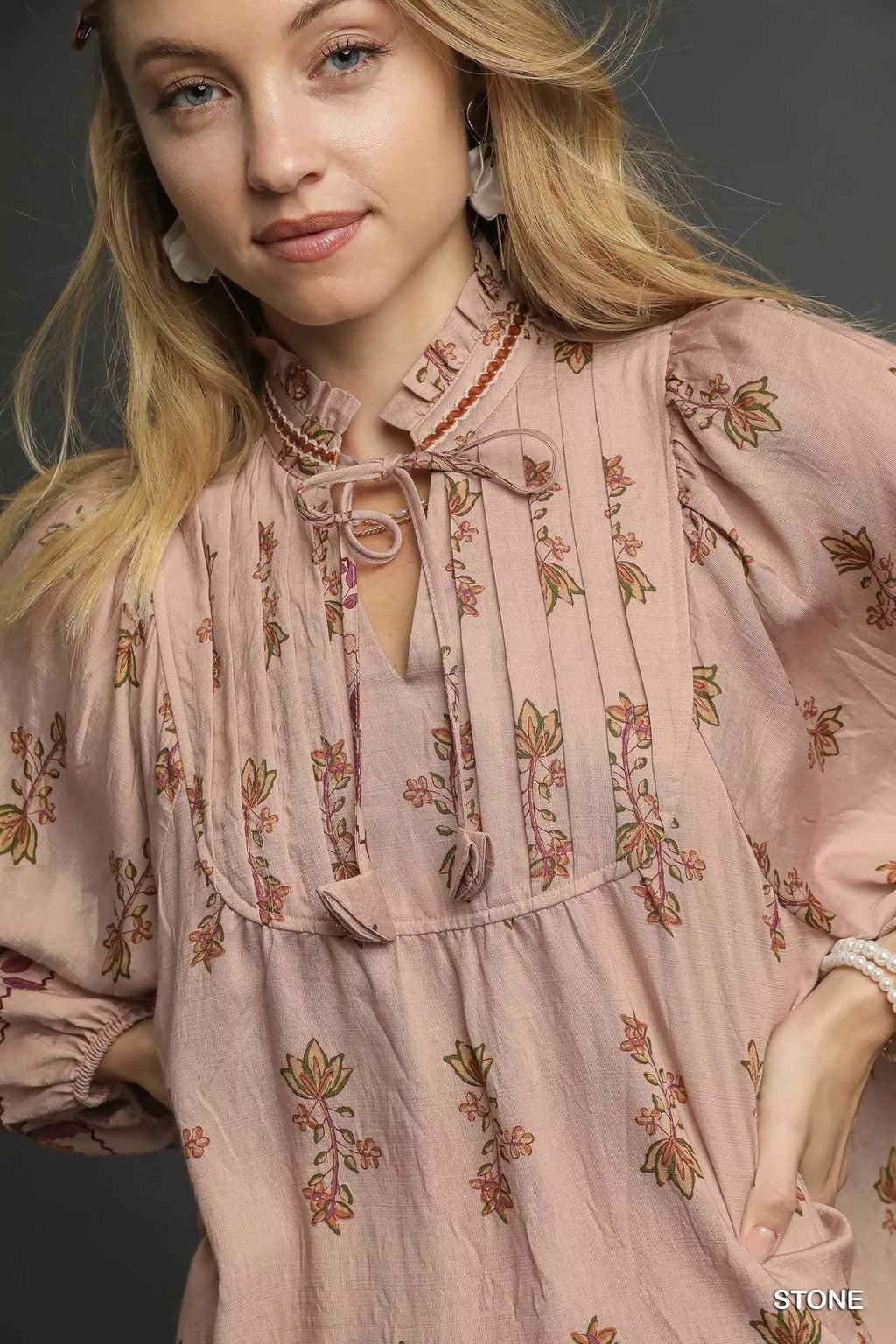 Umgee Floral Boho Peasant Blouse in - photo