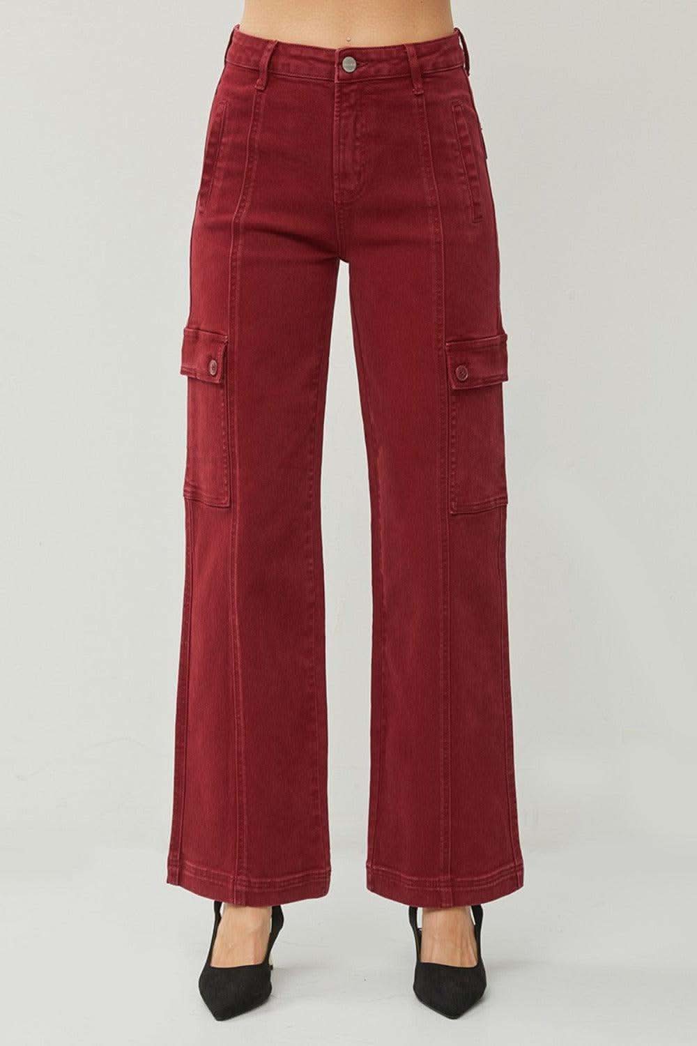 RISEN Full Size High Rise Wide Leg Cargo Jeans in - photo