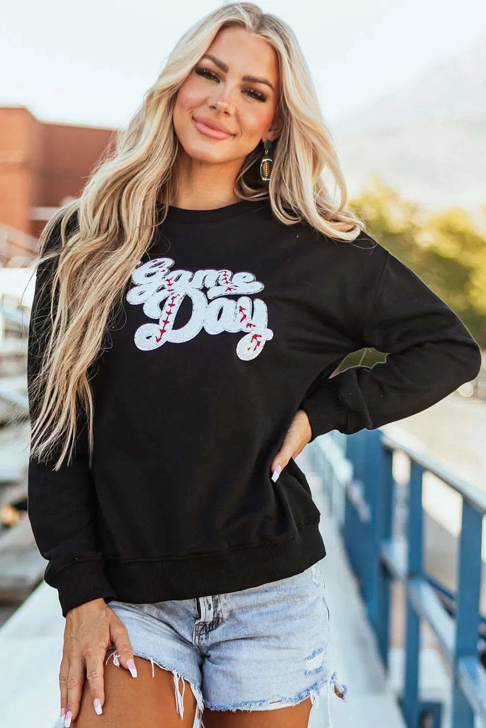 Letter Graphic Round Neck Long Sleeve Sweatshirt - SwagglyLife Home & Fashion