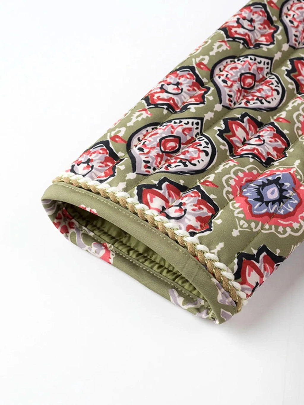 Belted Open Front Floral Winter Coat in - photo