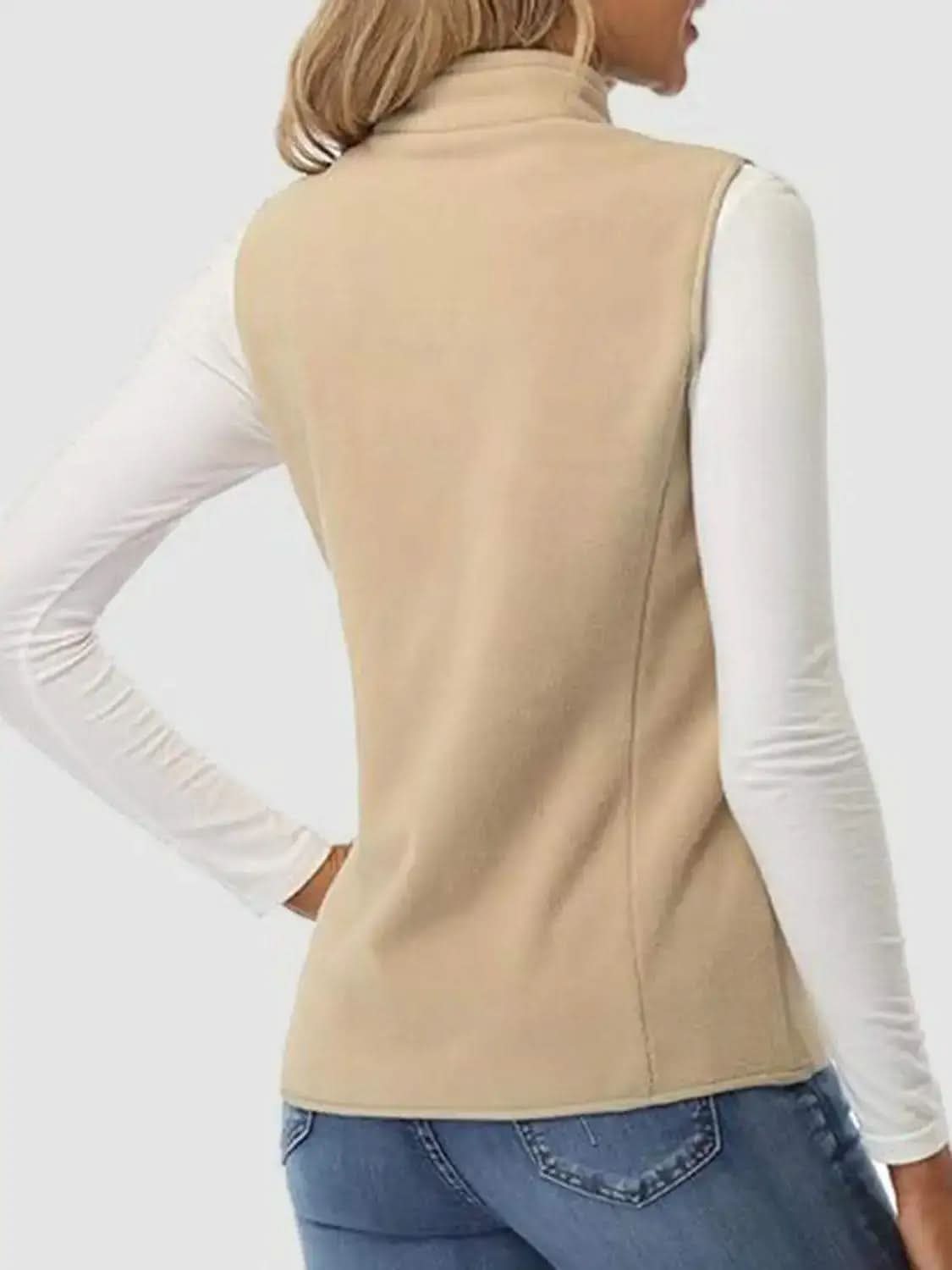 Zip Up Turtleneck Vest with Pockets - SwagglyLife Home & Fashion Zip Up Turtleneck Vest with Pockets - SwagglyLife Home & Fashion