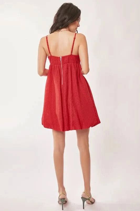 Davi & Dani Textured Sweetheart Neckline Bubble Hem Dress in - photo