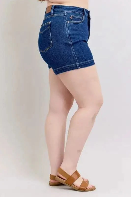 Judy Blue Plus Size High Waist Tummy Control Denim Shorts - SwagglyLife Home & Fashion