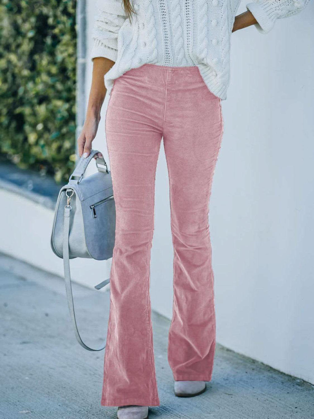 High Waist Bootcut Pants in Carnation Pink - photo
