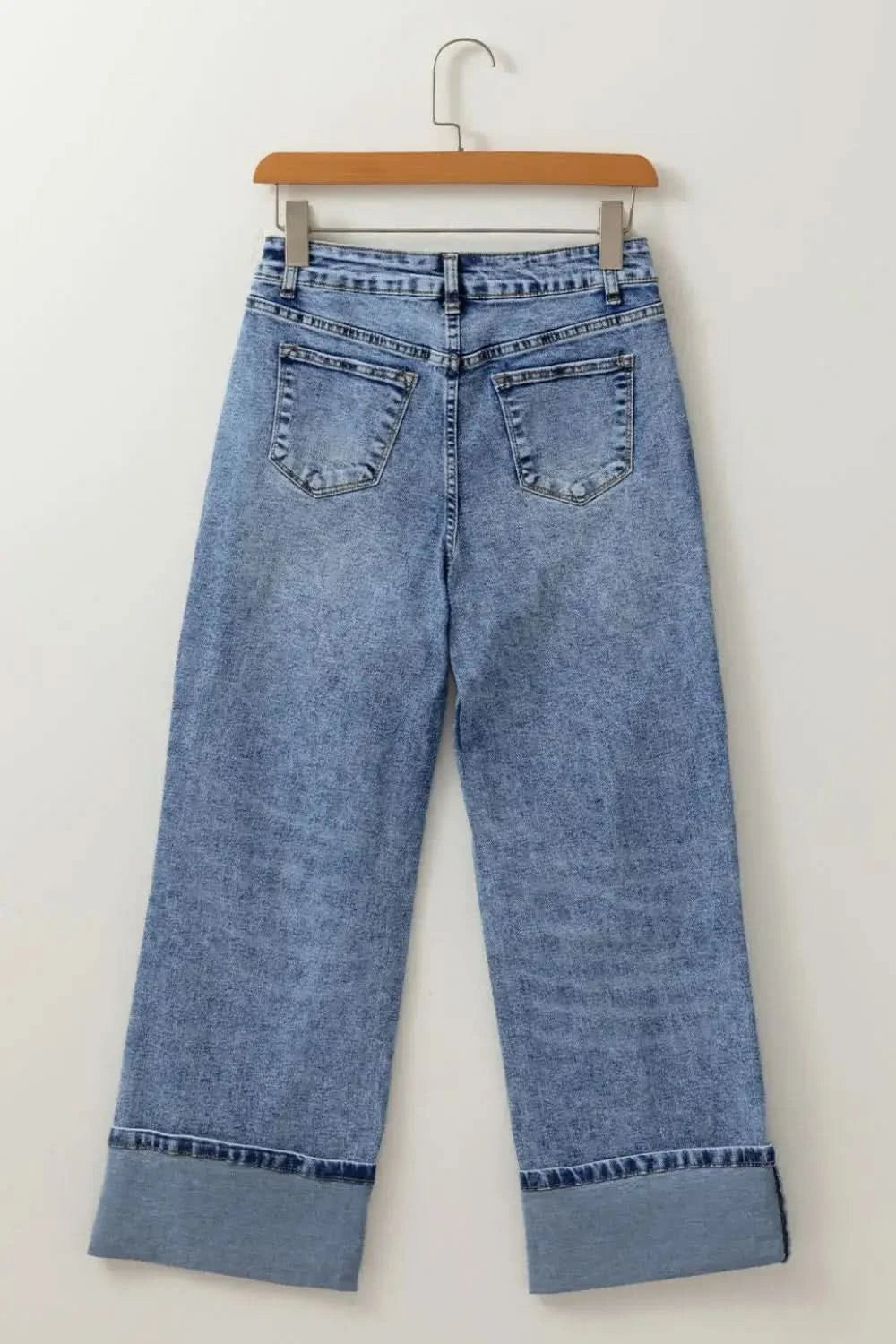 High-Waisted Wide-Leg Cuffed Jeans in - photo