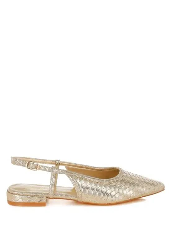 Kurina Metallic Woven Slingback Sandals in - photo