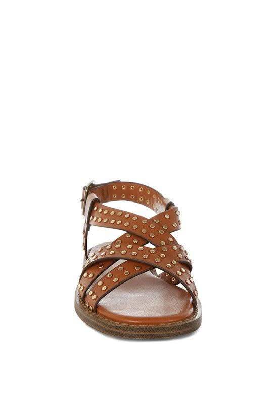 Anemone Studded Flat Gladiator Sandals - SwagglyLife Home & Fashion