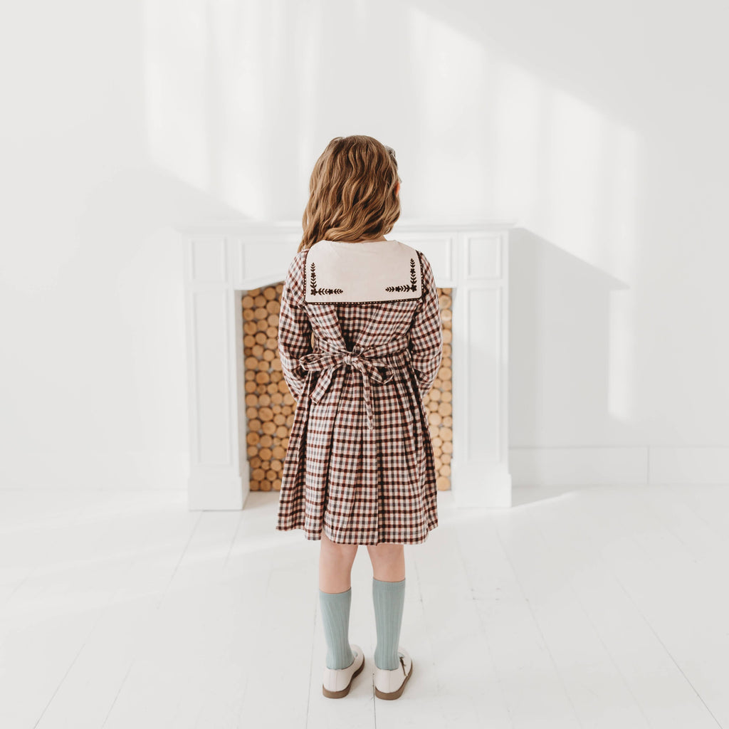 Brushed Gingham Sailor Collar Dress in - Dress photo
