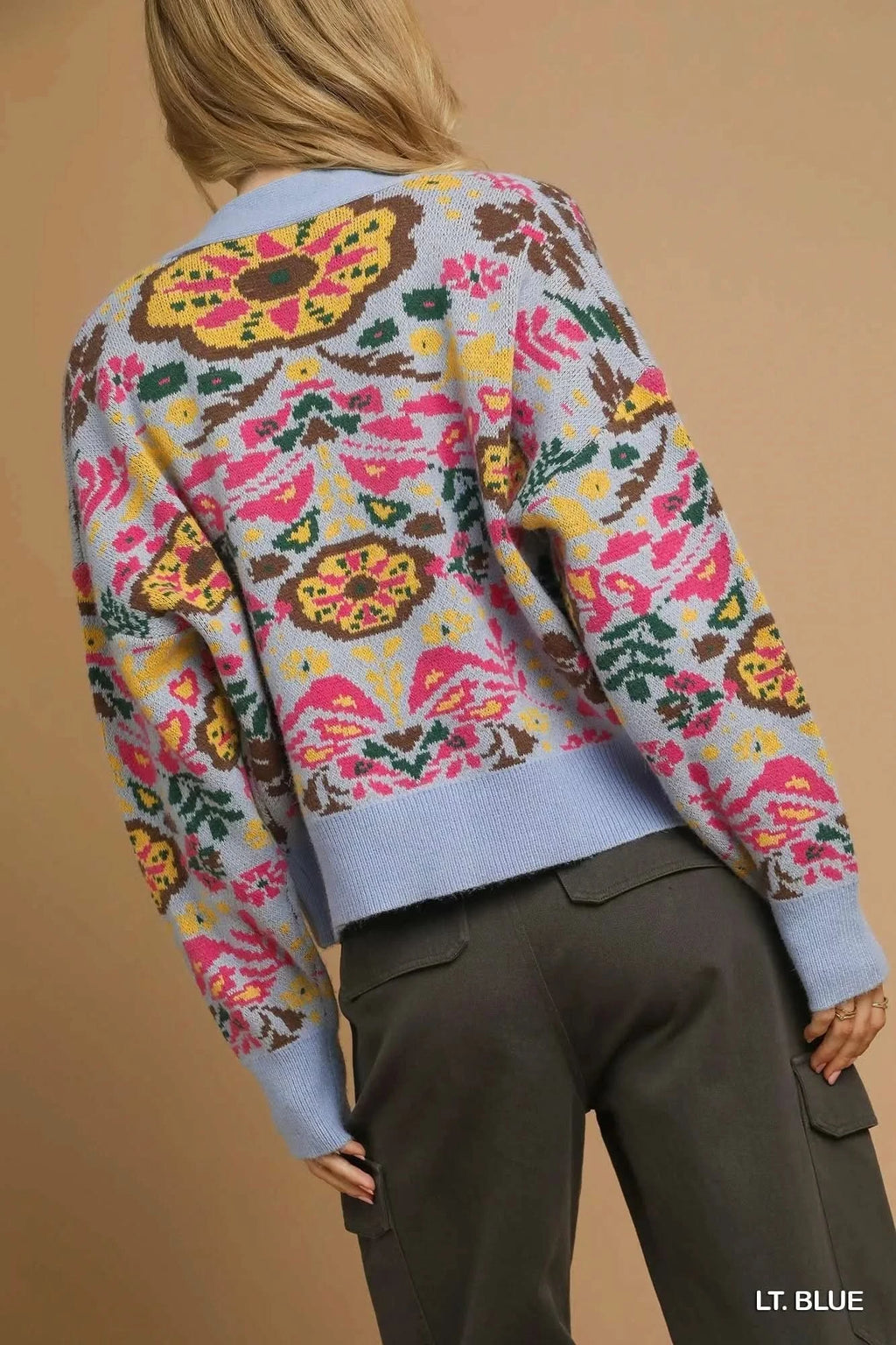 Umgee Floral Knit Button-Up Cardigan in - photo
