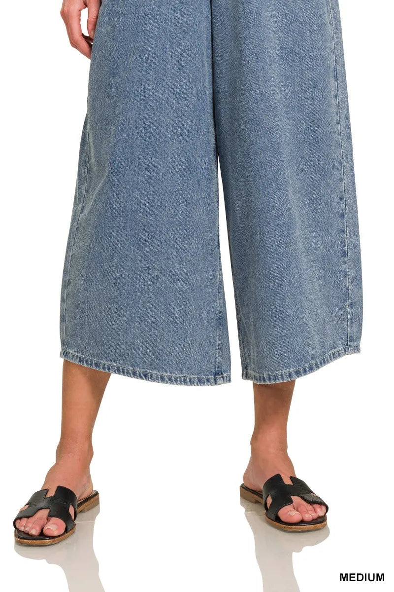 Zenana Denim Medium Washed Wide Leg Overalls in - photo