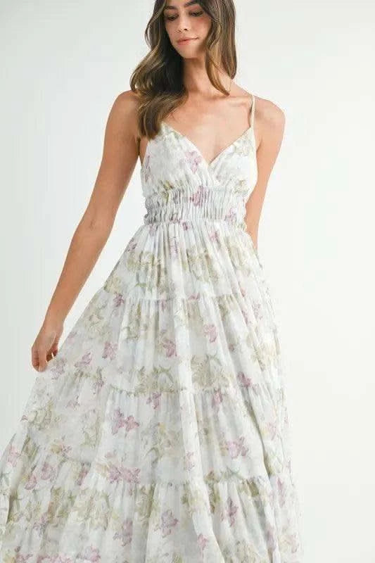 MABLE Floral Print Tiered Cami Maxi Dress in - Dresses photo