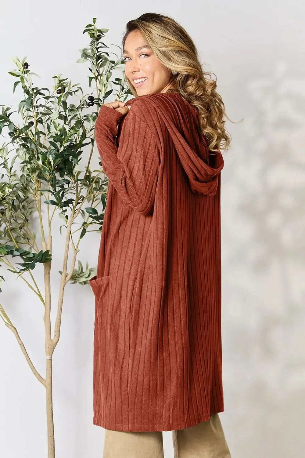 Basic Bae Full Size Hooded Sweater Cardigan in - photo