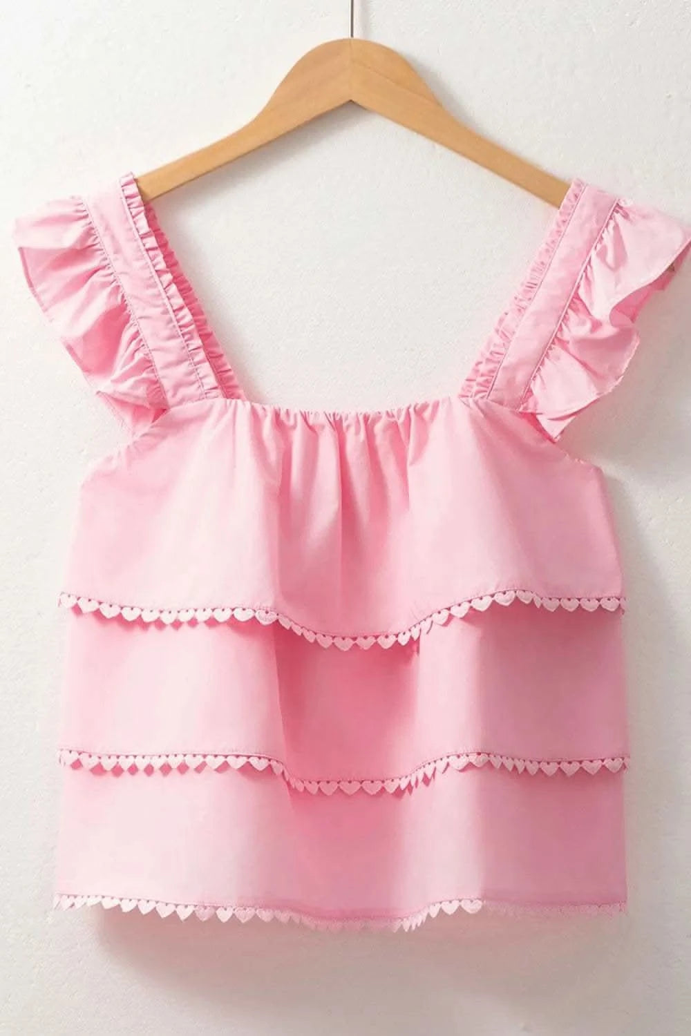 Tiered Heart Trim Square Neck Top in - photo