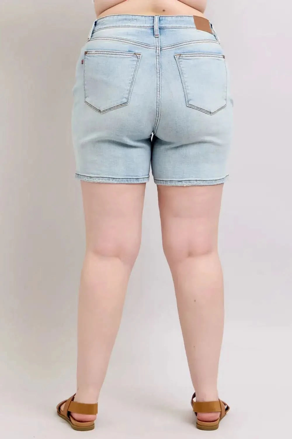 Judy Blue Full Size 2 Button Denim Shorts with Pockets Plus Size in - photo