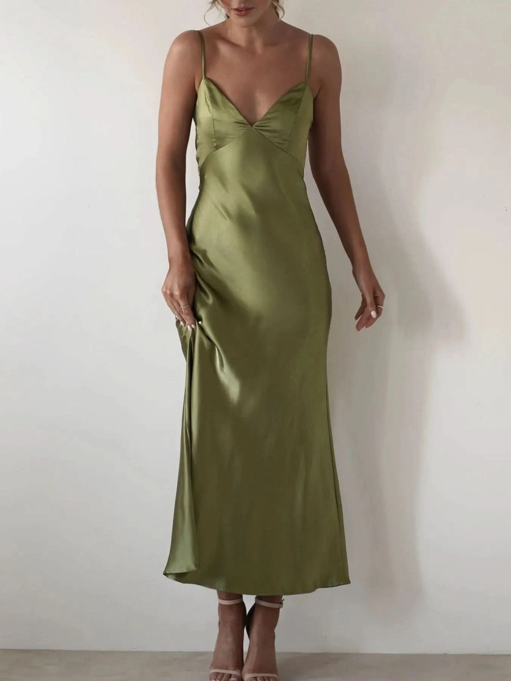 Satin Backless Cami Dress in - photo