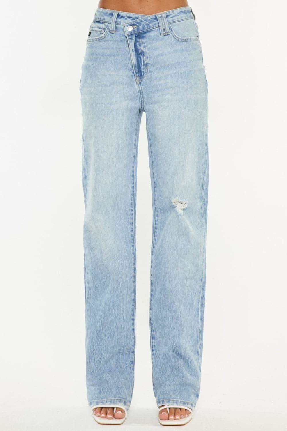 Kancan Distressed High Waist Straight Jeans in - photo