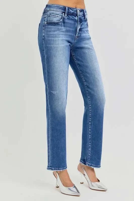 RISEN Mid Rise Ankle Tapered Jeans in - photo