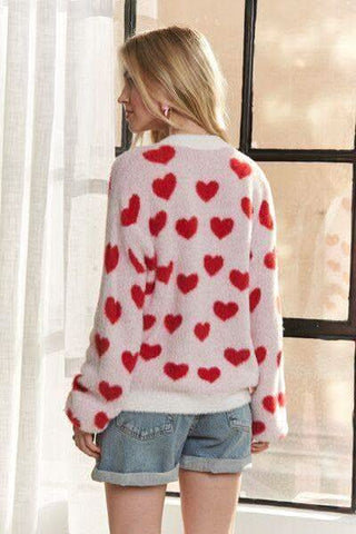 ADORA Fuzzy Heart Button Down Cardigan - SwagglyLife Home & Fashion ADORA Fuzzy Heart Button Down Cardigan - SwagglyLife Home & Fashion