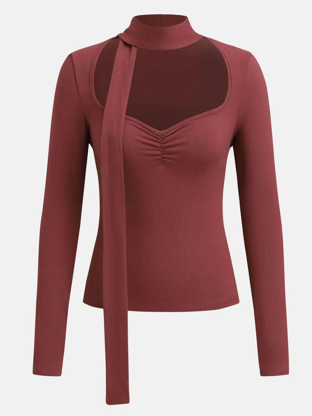 Ruched Sweetheart Neck Long Sleeve Top - SwagglyLife Home & Fashion