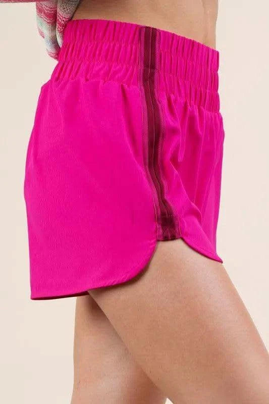 VERY J Striped Trim Detail Activewear Shorts - SwagglyLife Home & Fashion