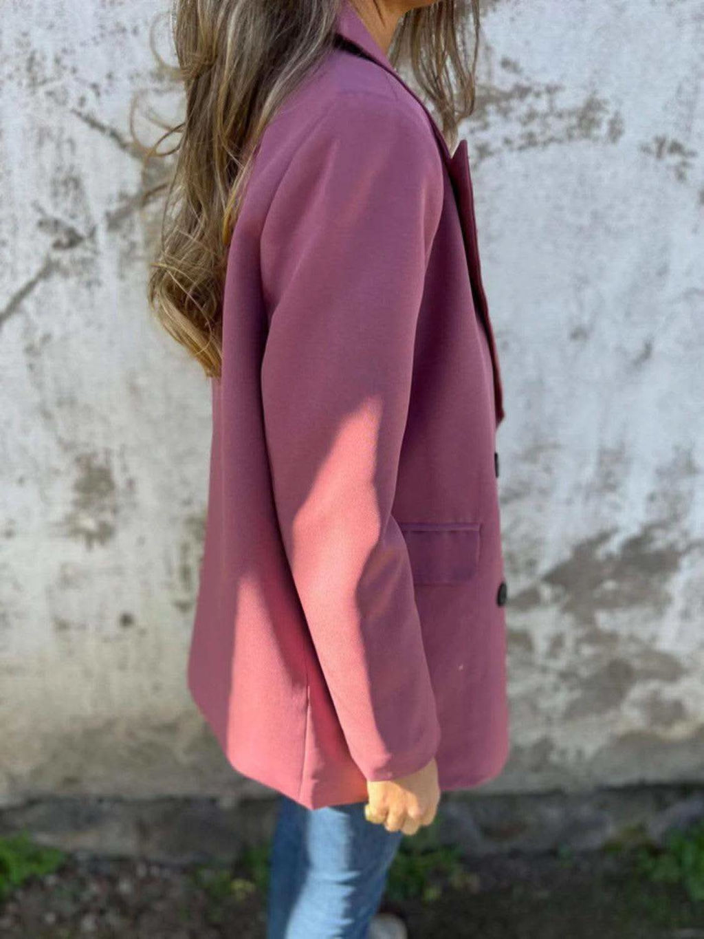 Full Size Collared Neck Long Sleeve Blazer in - Coats & Jackets photo