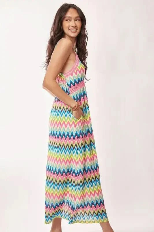 Davi & Dani Multi Color Crochet Lace Midi Dress in - photo