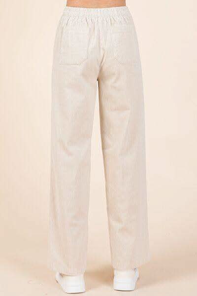 Mittoshop Corduroy Back Elastic Waist Pants - SwagglyLife Home & Fashion