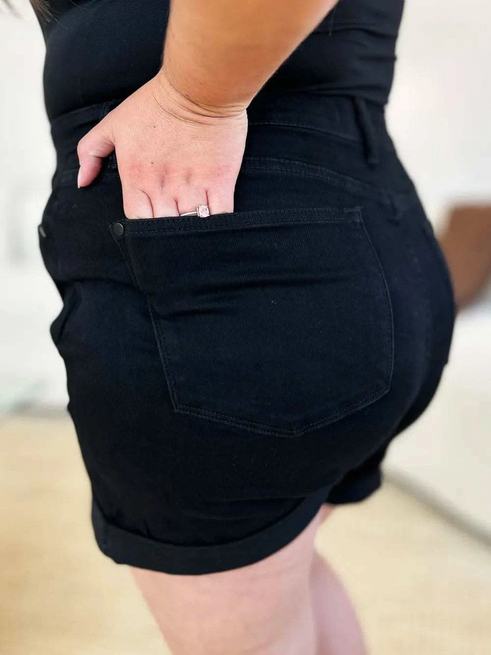 Judy Blue Full Size High Waist Tummy Control Cuffed Denim Shorts in - photo