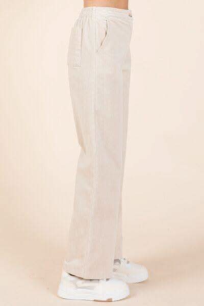 Mittoshop Corduroy Back Elastic Waist Pants - SwagglyLife Home & Fashion