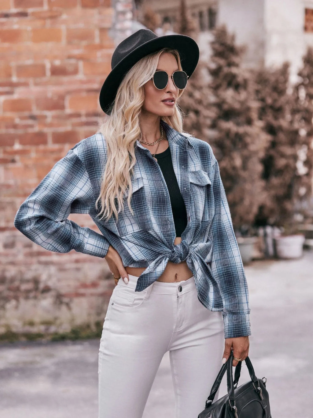 Plaid Button-Down Long Sleeve Shirt in - photo