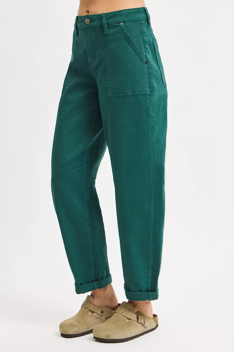 RISEN High Rise Ankle Cuffed Barrel Pants in - photo