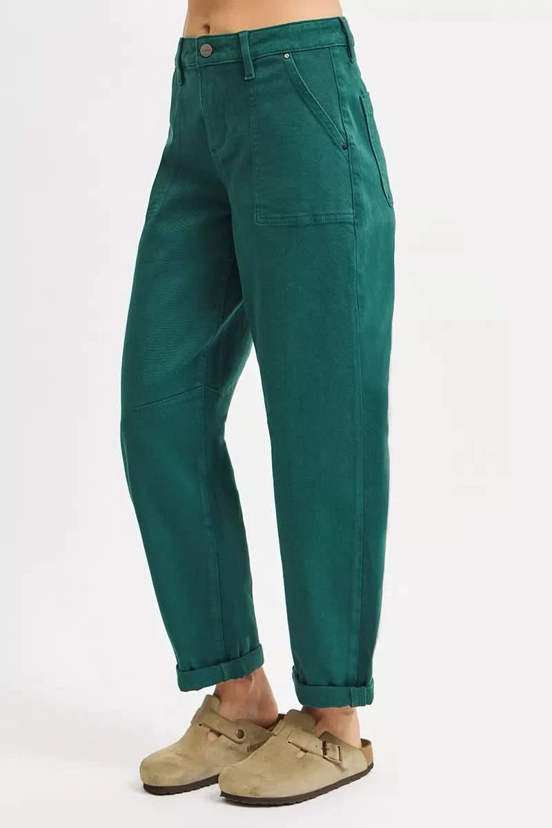 RISEN High Rise Ankle Cuffed Barrel Pants in - photo