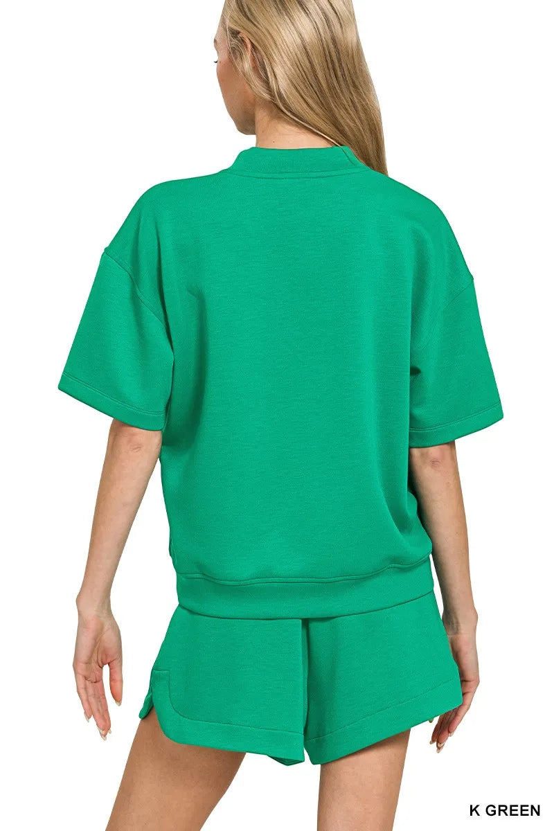 Zenana Scuba Short Sleeve T-Shirt and Shorts Set in - Loungewear set photo