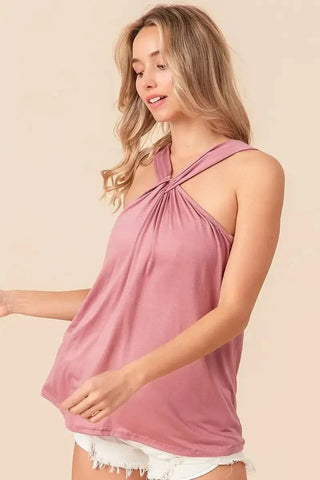 BiBi Rayon Span Jersey Knit Halter Neck Tank Top - SwagglyLife Home & Fashion BiBi Rayon Span Jersey Knit Halter Neck Tank Top - SwagglyLife Home & Fashion