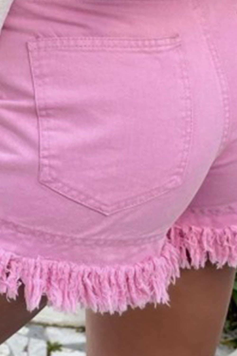 ADRI Raw Hem High Waist Denim Shorts - SwagglyLife Home & Fashion