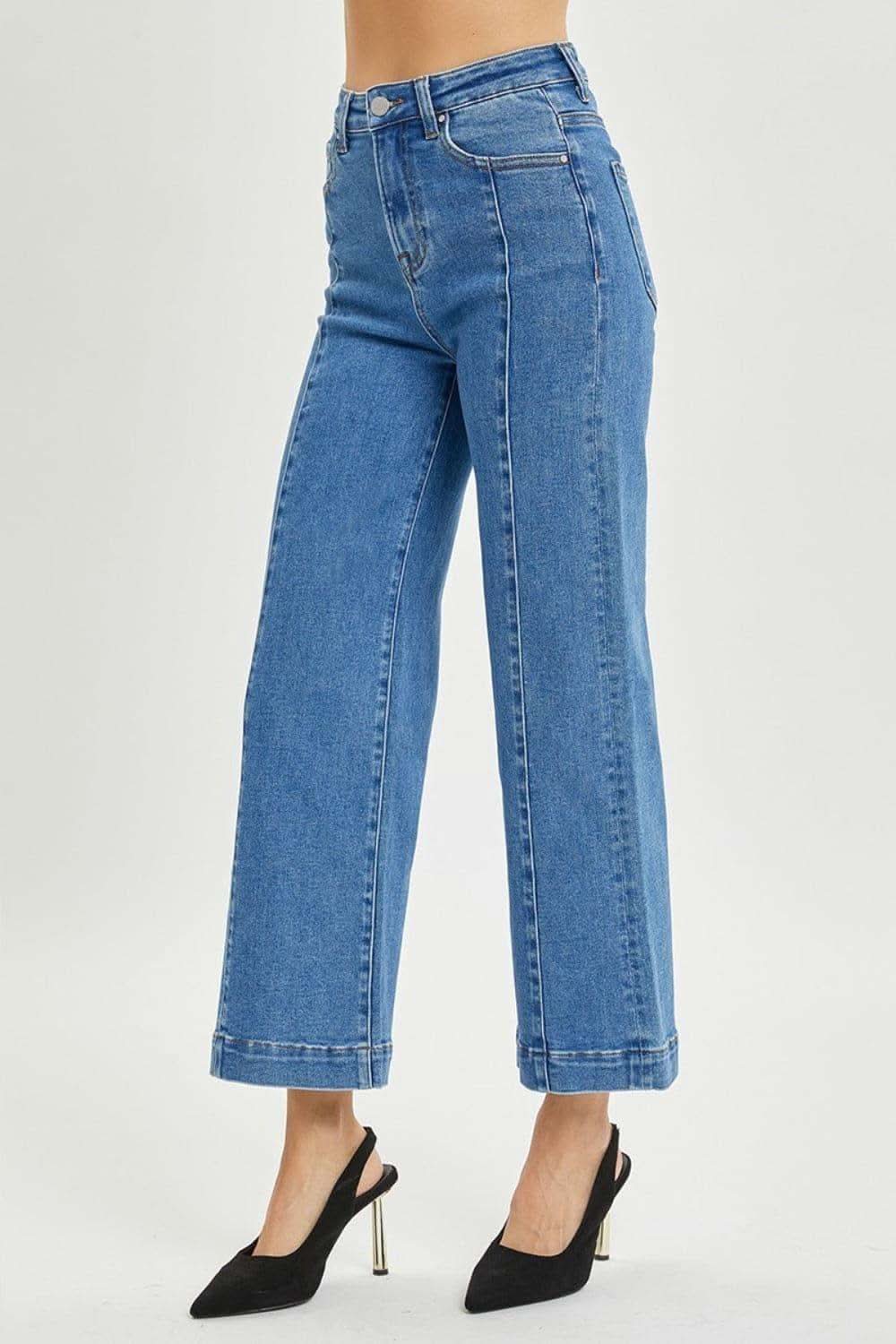 RISEN Full Size High Rise Wide Leg Jeans in - pants photo