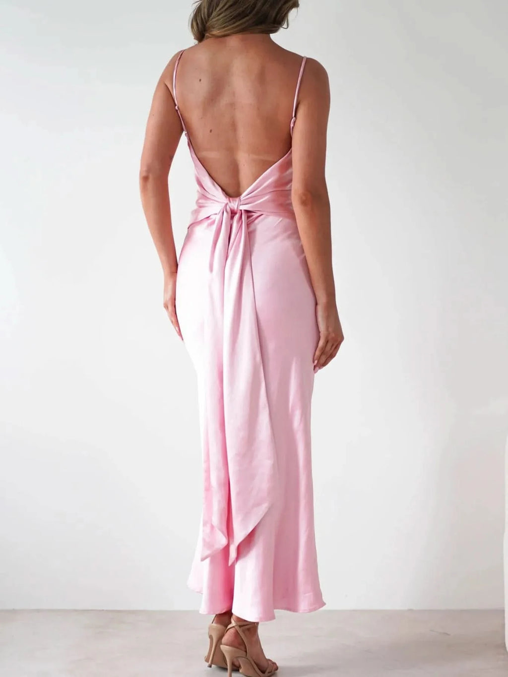 Satin Backless Cami Dress in - photo
