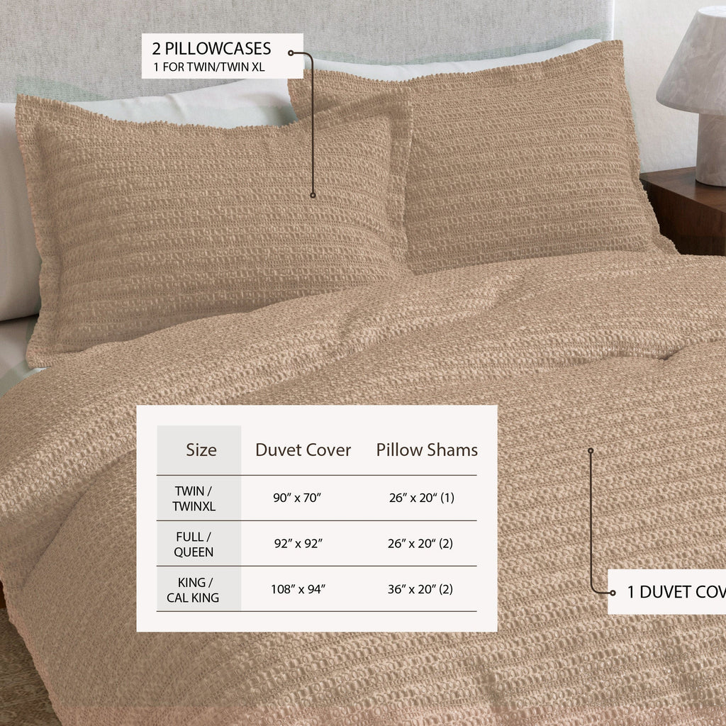 100% Cotton Honeycomb Waffle Duvet Set - Mattea Collection in - Duvet photo
