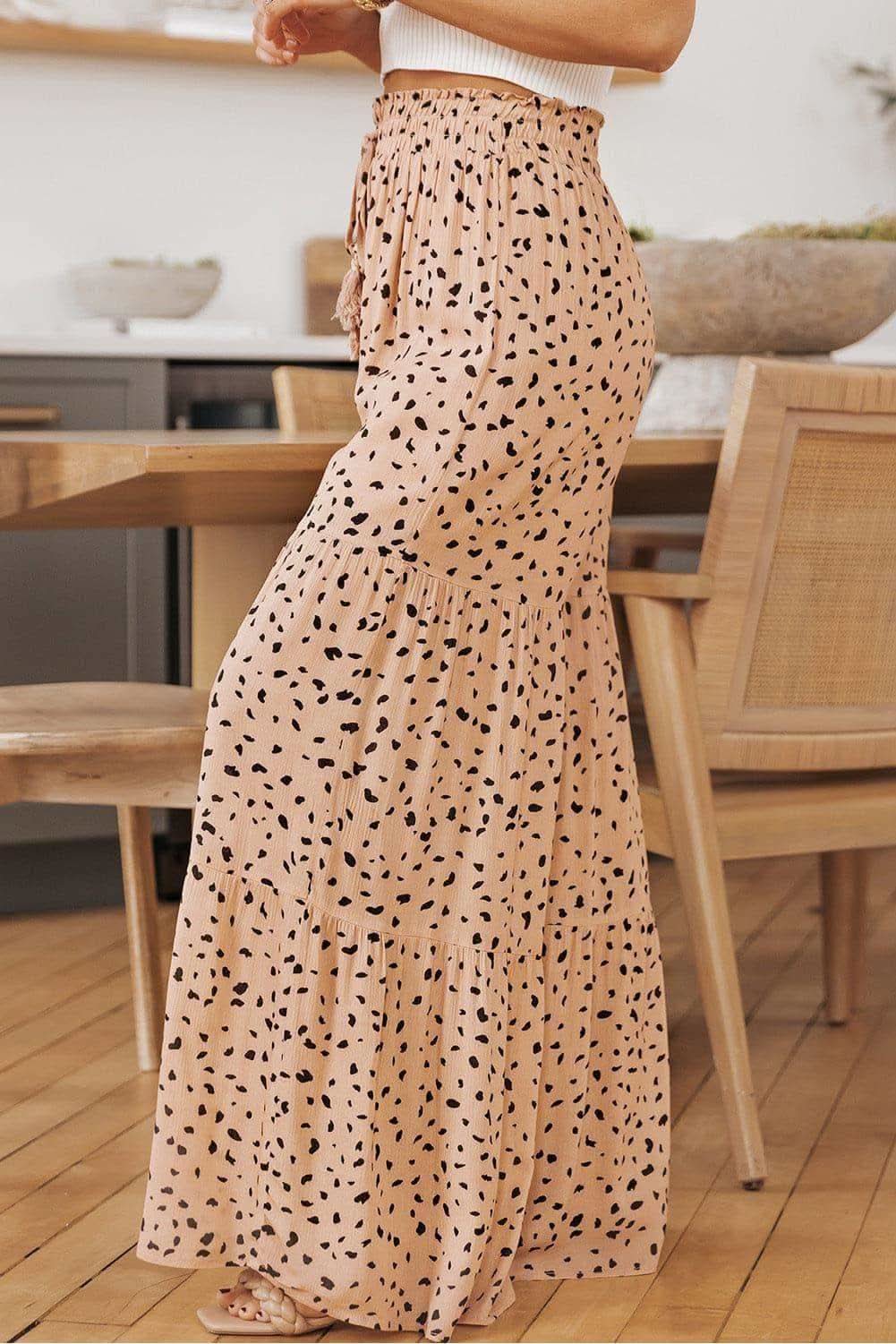 Alessa Printed Wide Tiered Pants - SwagglyLife Home & Fashion