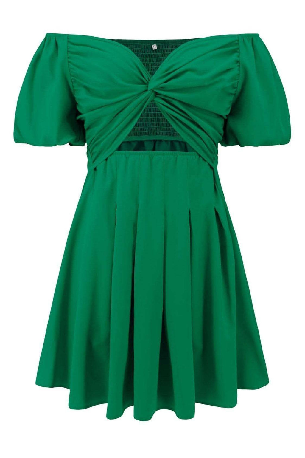 Cutout Twisted Off-Shoulder Short Sleeve Dress in - Dresses photo