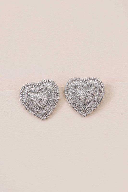 Amiya Heart Post Earrings in Silver OS - Earrings photo