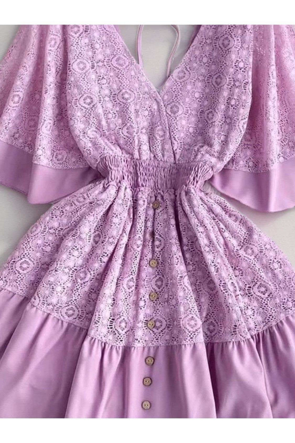 Andrea Lace Cutout Half Sleeve Mini Dress - SwagglyLife Home & Fashion