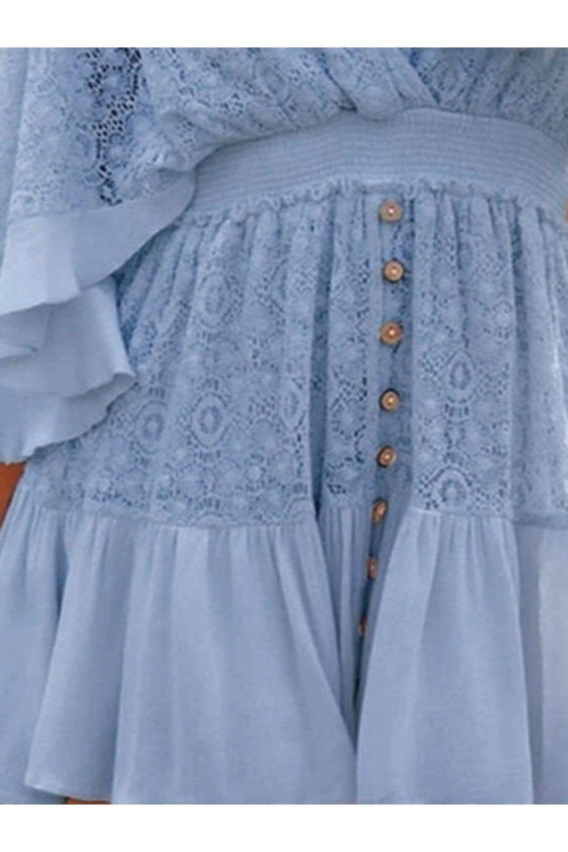 Andrea Lace Cutout Half Sleeve Mini Dress - SwagglyLife Home & Fashion Andrea Lace Cutout Half Sleeve Mini Dress - SwagglyLife Home & Fashion