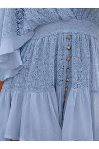 Andrea Lace Cutout Half Sleeve Mini Dress - SwagglyLife Home & Fashion Andrea Lace Cutout Half Sleeve Mini Dress - SwagglyLife Home & Fashion