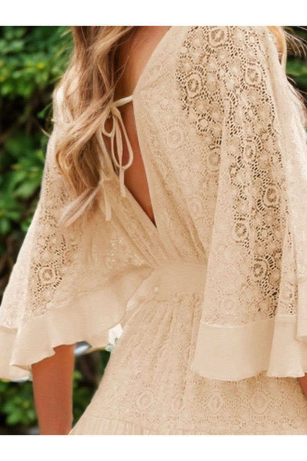 Andrea Lace Cutout Half Sleeve Mini Dress - SwagglyLife Home & Fashion