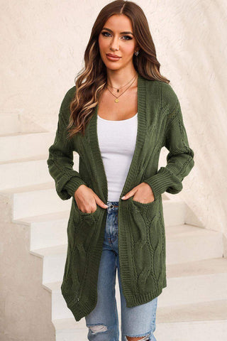 Angela Cable-Knit Dropped Shoulder Cardigan - SwagglyLife Home & Fashion Angela Cable-Knit Dropped Shoulder Cardigan - SwagglyLife Home & Fashion