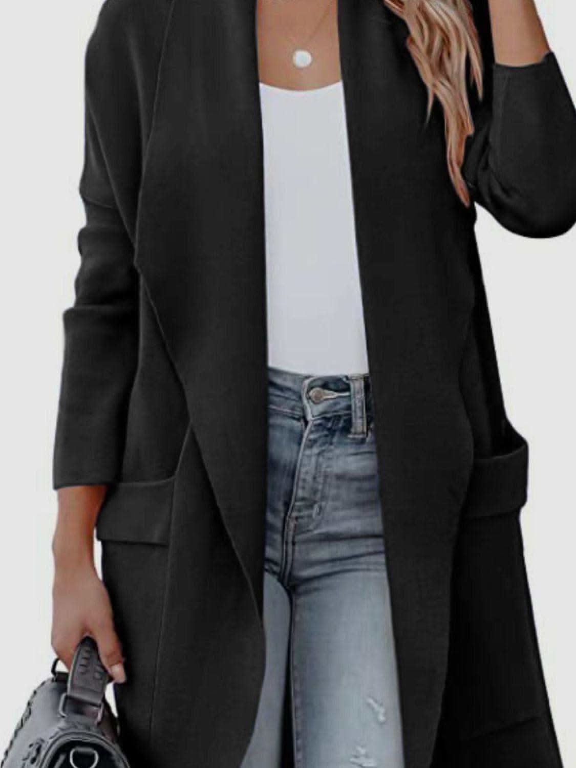Angie Open Front Dropped Shoulder Outerwear - SwagglyLife Home & Fashion Angie Open Front Dropped Shoulder Outerwear - SwagglyLife Home & Fashion