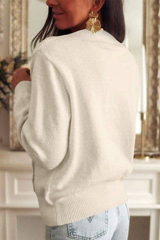 Anne Round Neck Lace Trim Long Sleeve Cardigan, White - SwagglyLife Home & Fashion Anne Round Neck Lace Trim Long Sleeve Cardigan, White - SwagglyLife Home & Fashion