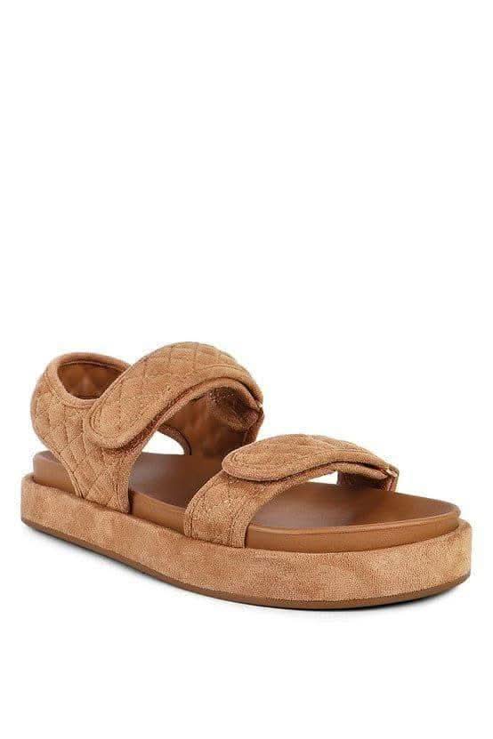 ANVIL Quilted Body Platform Sandals in Taupe - Shoes photo